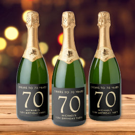 Etiquetas Para Vinos Espumosos Cheers to 70 Years Black Gold 70th Birthday Party