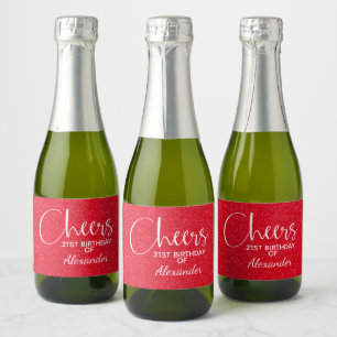 Etiquetas Para Vinos Espumosos Cheque PURPURINA rojo falso cumpleaños mini