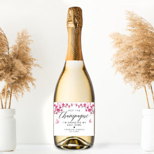 Etiquetas Para Vinos Espumosos Cherry Blossom Butfly Pink Champagne