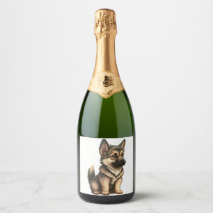 Etiquetas Para Vinos Espumosos Chibi German Shepherd