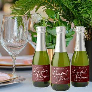 Etiquetas Para Vinos Espumosos Chic Burgundy Despedida de Soltera Personalizado M