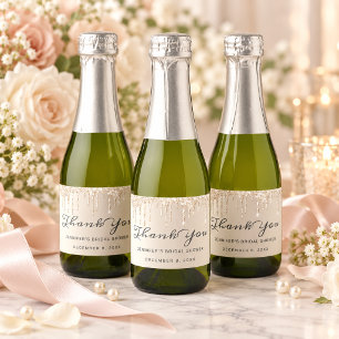 Etiquetas Para Vinos Espumosos Chic Gracias por la Ducha de Novia con Brillo de M