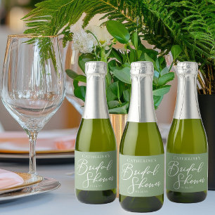 Etiquetas Para Vinos Espumosos Chic Verde Sage Desayuno Nupcial Personalizado Min