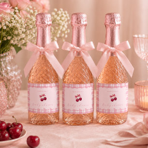 Etiquetas Para Vinos Espumosos Chica Coquette Cereza en la Parte Superior Fiesta