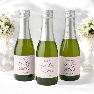 Etiquetas Para Vinos Espumosos Chica de Baby Shower Rosa Elegante