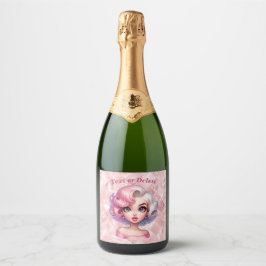 Etiquetas Para Vinos Espumosos Chica de glamour retro belleza Personalizado aguda