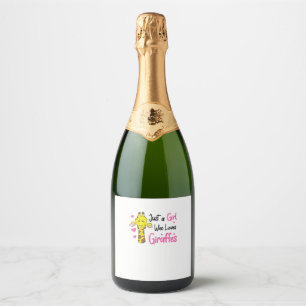 Etiquetas Para Vinos Espumosos Chica de jirafa gracioso, un Chica que ama a las j