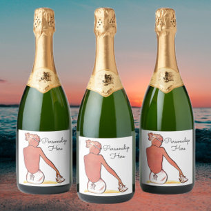 Etiquetas Para Vinos Espumosos Chica de playa vintage con elegante verano de conc