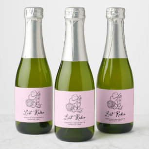 Etiquetas Para Vinos Espumosos Chica Vaquera de Disco Rosa Último Rodeo Fiesta de