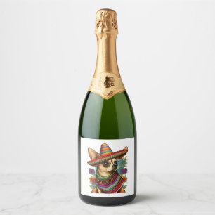 Etiquetas Para Vinos Espumosos Chihuahua México Cinco de Mayo Perro gracioso