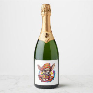 Etiquetas Para Vinos Espumosos Chihuahua México Cinco de Mayo Perro gracioso