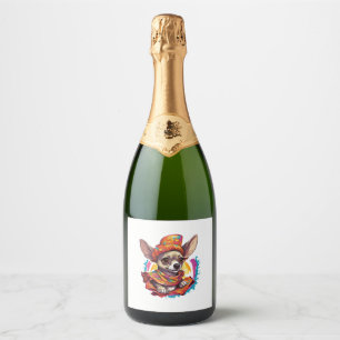 Etiquetas Para Vinos Espumosos Chihuahua México Cinco de Mayo Perro gracioso