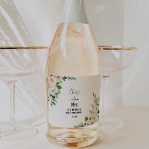 Etiquetas Para Vinos Espumosos Chorro Nupcial Floral Elegante con Vegetación