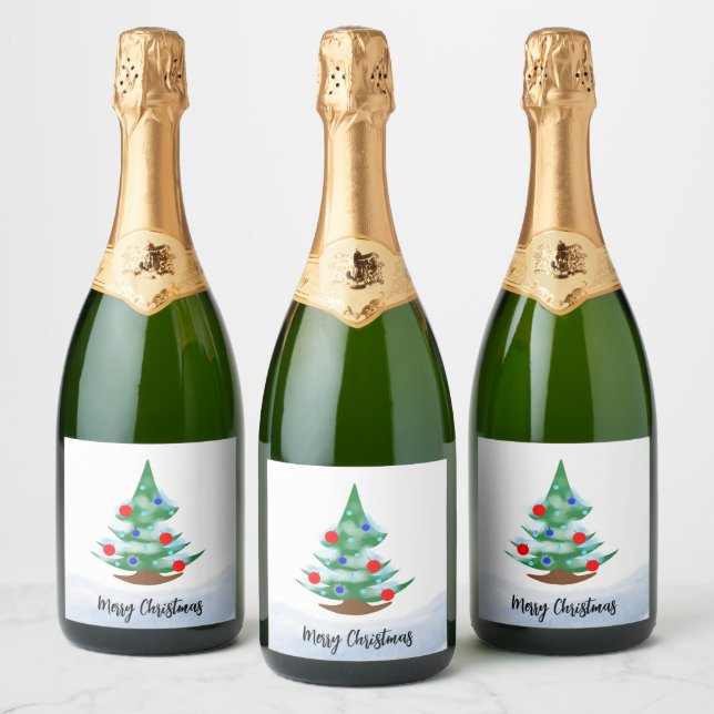 Etiquetas Para Vinos Espumosos Christmas tree (Botellas)