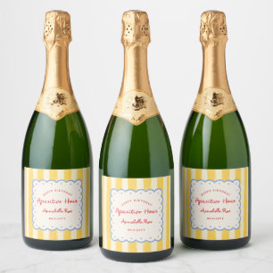Etiquetas Para Vinos Espumosos Ciao Bella Rayada Cumpleaños Italiano Nombre Perso