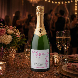 Etiquetas Para Vinos Espumosos Cincuenta y Fabuloso Cumpleaños Rosa Glam
