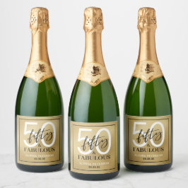 Etiquetas Para Vinos Espumosos Cincuenta y Fabuloso Script Cumpleaños 50