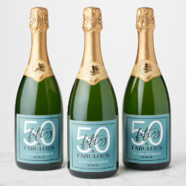 Etiquetas Para Vinos Espumosos Cincuenta y Fabuloso Script Cumpleaños 50