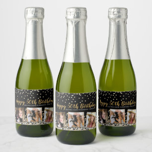 Etiquetas Para Vinos Espumosos Colaje de fotos con confeti de oro y plata para cu