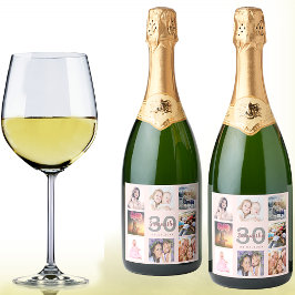 Etiquetas Para Vinos Espumosos collage de fotos color rosa rosa de fiesta de 30 a