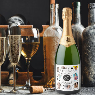 Etiquetas Para Vinos Espumosos Collage de fotos Confetti Nombre 30 cumpleaños
