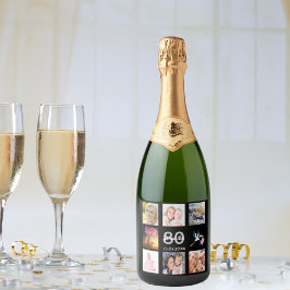 Etiquetas Para Vinos Espumosos Collage de fotos negras de la fiesta de cumpleaños
