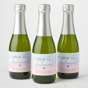 Etiquetas Para Vinos Espumosos Color de agua azul rosa Baby Shower Sparkling Wine