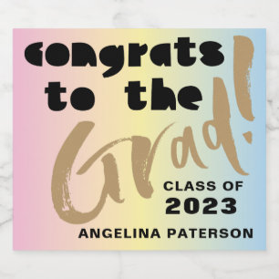Etiquetas Para Vinos Espumosos Colores Pastel de la fiesta de graduación moderna