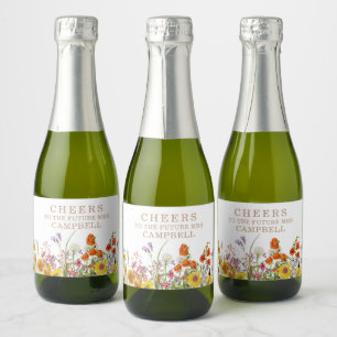 Etiquetas Para Vinos Espumosos Coloridas Flores Salvajes Futuro País Sra. Floral