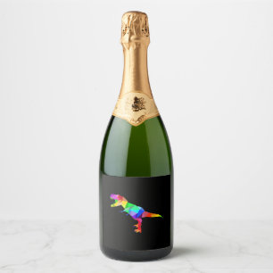 Etiquetas Para Vinos Espumosos Colorido arcoiris T-Rex Tyrannosaurus Rex Dino
