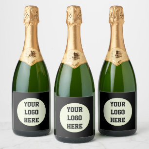 Etiquetas Para Vinos Espumosos Compañía con logotipo de personalizado Negra White