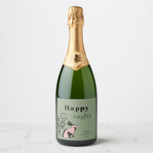 Etiquetas Para Vinos Espumosos Conejo moderno feliz Pascua personalizada