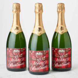 Etiquetas Para Vinos Espumosos Cookies y Cocoa Feliz Navidad