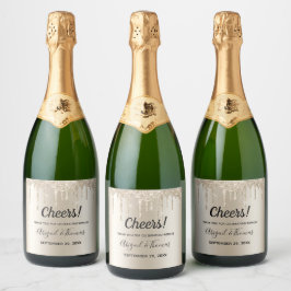 Etiquetas Para Vinos Espumosos Copa de Vino Espumoso Brillante Goteo Glam Tendenc
