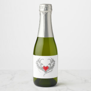 Etiquetas Para Vinos Espumosos Corazón de Ángel Rojo con alas