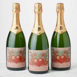 Etiquetas Para Vinos Espumosos Corazón Rojo