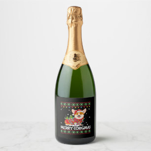 Etiquetas Para Vinos Espumosos Corgi Dog Merry Corgmas Santa Corgi Navidades feos