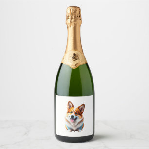 Etiquetas Para Vinos Espumosos Corgi perro gracioso lindo animal cachorro estilo 
