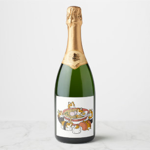 Etiquetas Para Vinos Espumosos Corgi Ramen Sushi