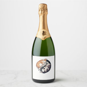 Etiquetas Para Vinos Espumosos Corgi Y Husky En El Espacio Yin Y Yang T- Esencial