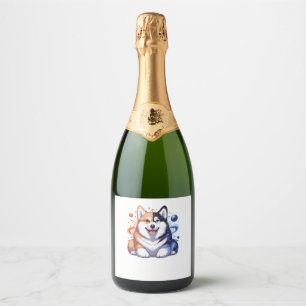 Etiquetas Para Vinos Espumosos Corgi Y Husky En El Espacio Yin Y Yang T- Esencial