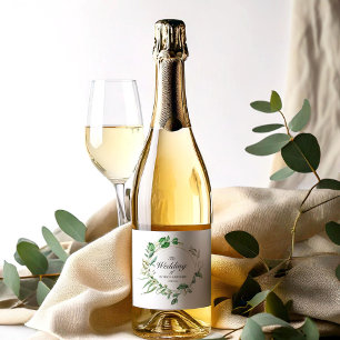Etiquetas Para Vinos Espumosos Corona de Boda de Flora Geometrica Verde