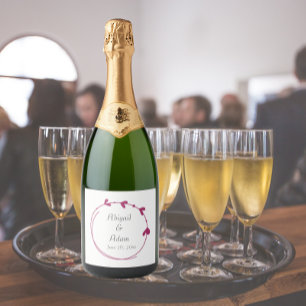 Etiquetas Para Vinos Espumosos Corona de Corazón Simple Rojo Vino Boda