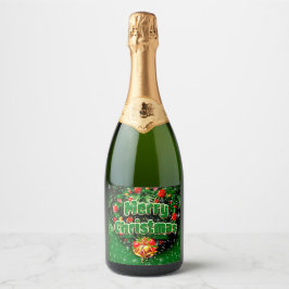 Etiquetas Para Vinos Espumosos Correspondiente Green Merry Christmas Gold Bells