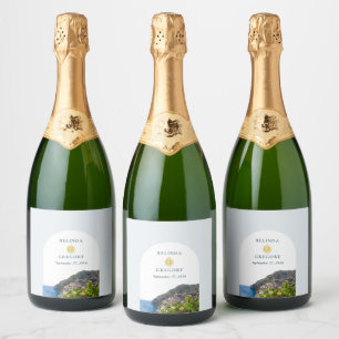 Etiquetas Para Vinos Espumosos Costa Amalfi Arco Boda Italia Acuarela Limones