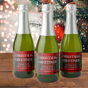Etiquetas Para Vinos Espumosos Cuadros de Navidad rojos y verdes