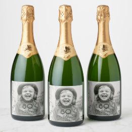 Etiquetas Para Vinos Espumosos CUALQUIER Tipografía y Foto de Fiesta Chic de Cump