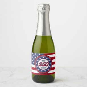 Etiquetas Para Vinos Espumosos Cumpleaños 250 de América con bandera de EE. UU.