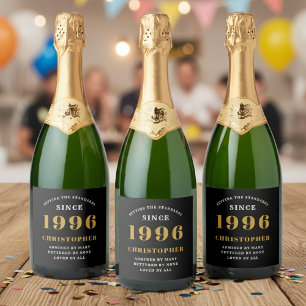 Etiquetas Para Vinos Espumosos Cumpleaños 30 Nació en 1996 Agregar Nombre Negro O