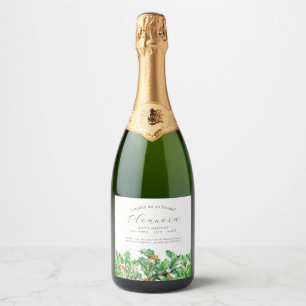 Etiquetas Para Vinos Espumosos Cumpleaños 40 Flor de nacimiento de diciembre Aceb